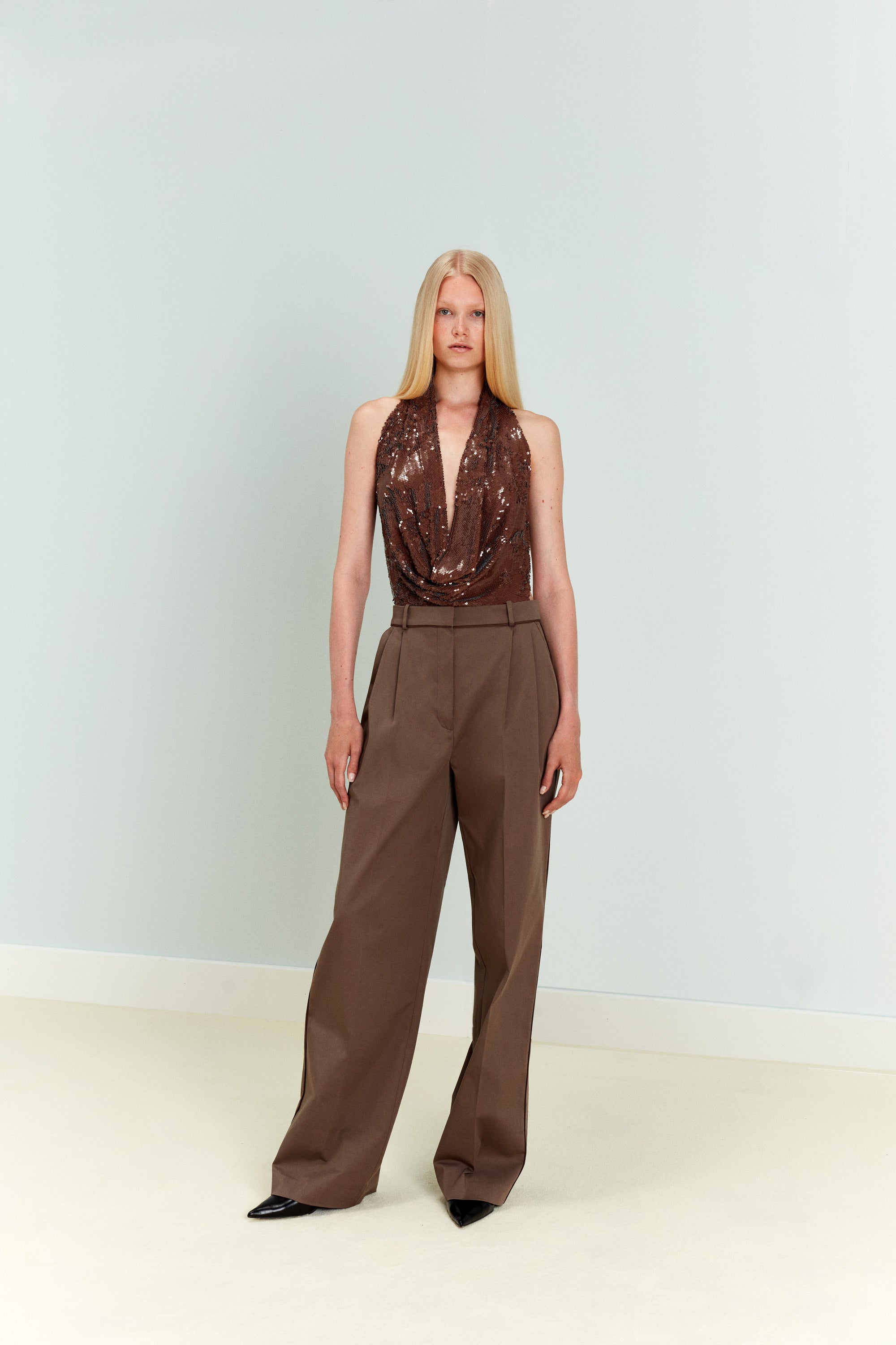 Daisy - Tailored Double Pleated Trousers With Piping Details