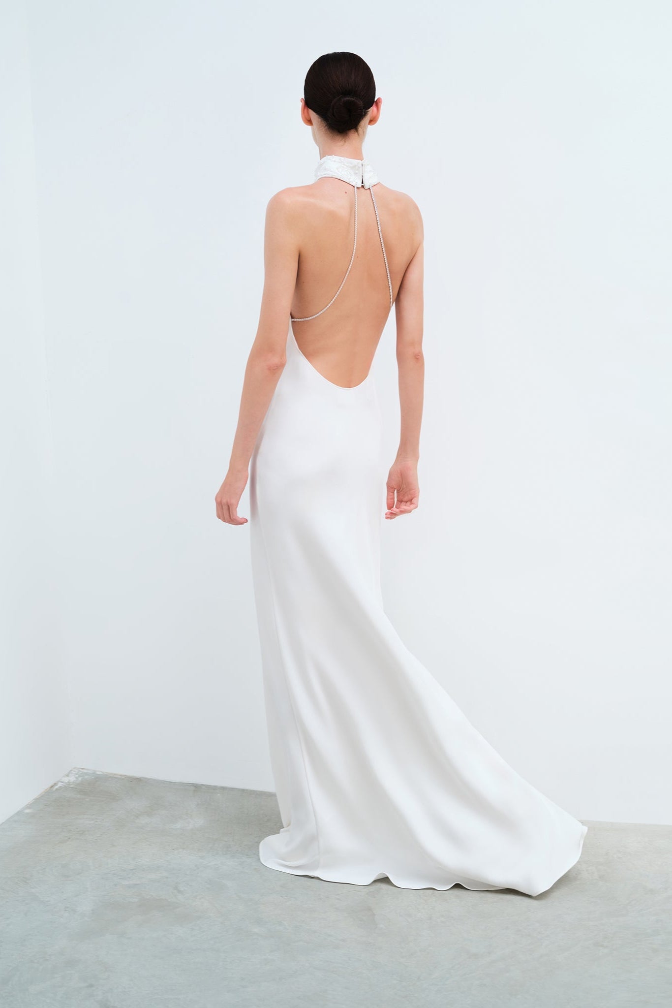 Venus - Choker Detailed Backless Satin Maxi Dress