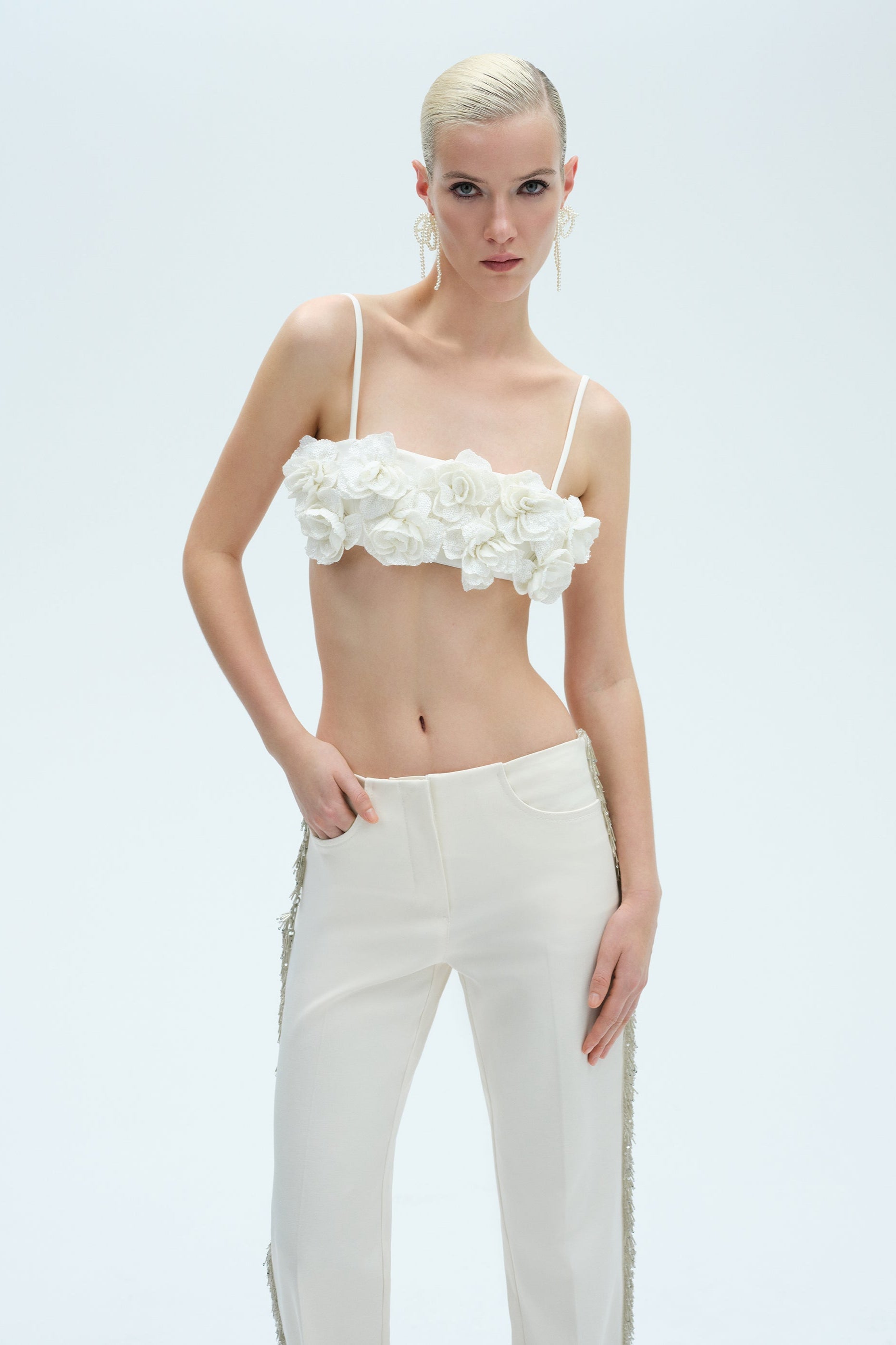 Macris - Beaded Fringe Detailed Trousers