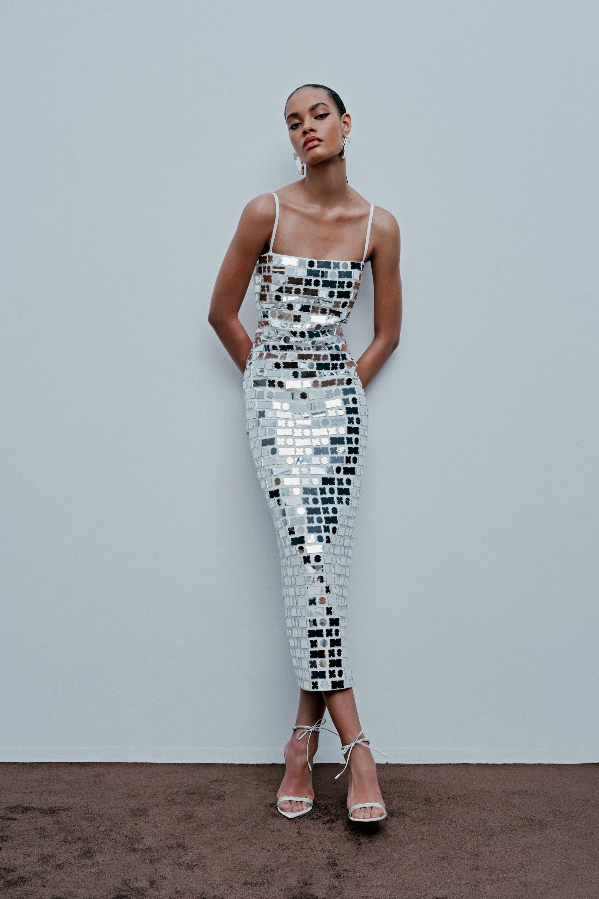 Duffy - Midi Dress With Hand Stitched Mirrors