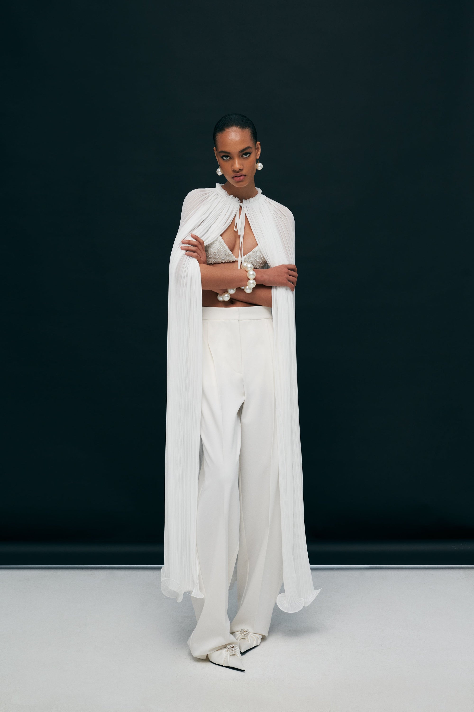 Lumi - Pleated Chiffon Cape