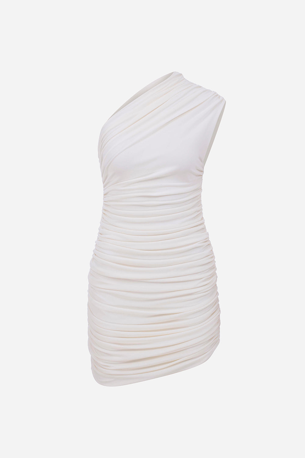 Teresa - Drapped Detailed One Shoulder Mini Jersey Dress