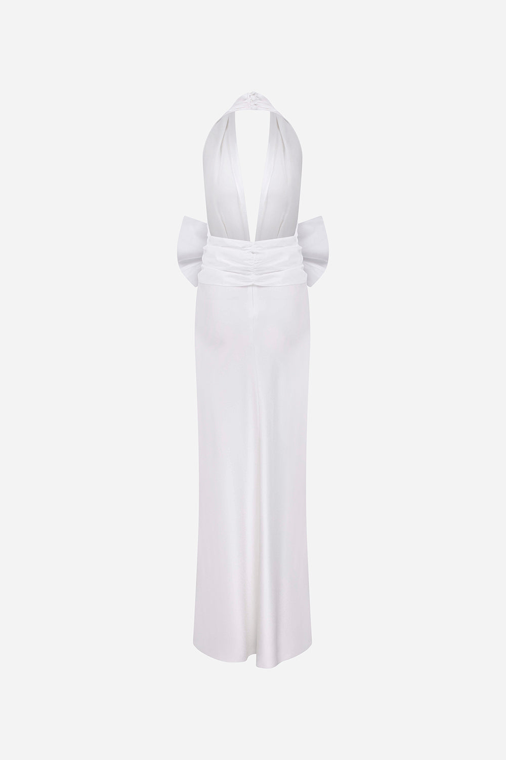 Danielle - V Neck Satin Maxi Dress With Bow Belt Detail