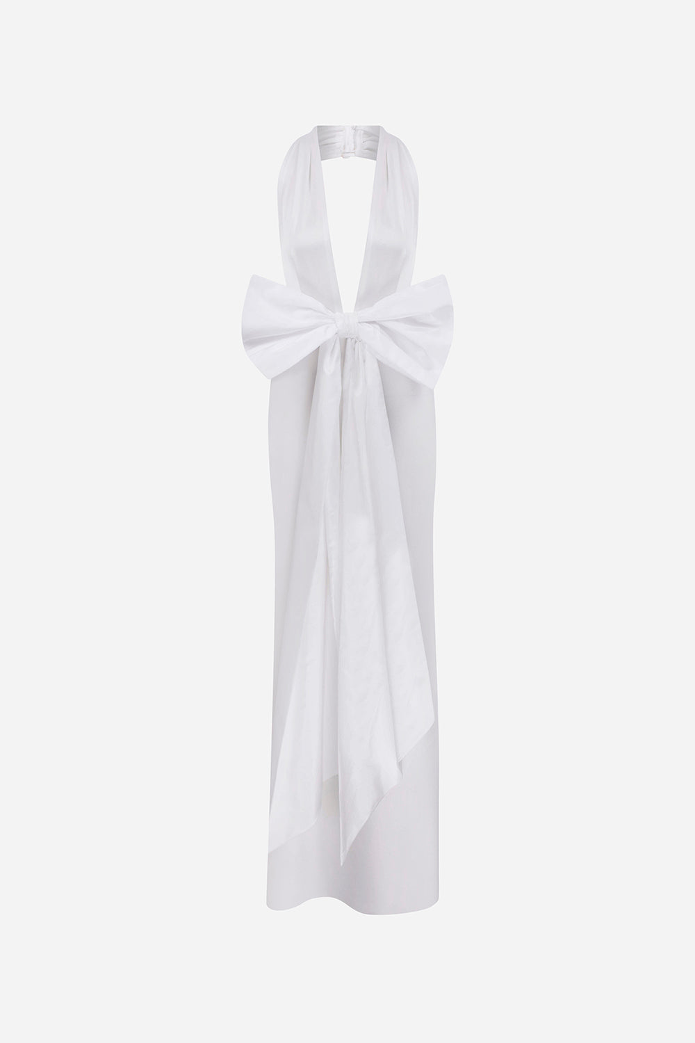 Danielle - V Neck Satin Maxi Dress With Bow Belt Detail