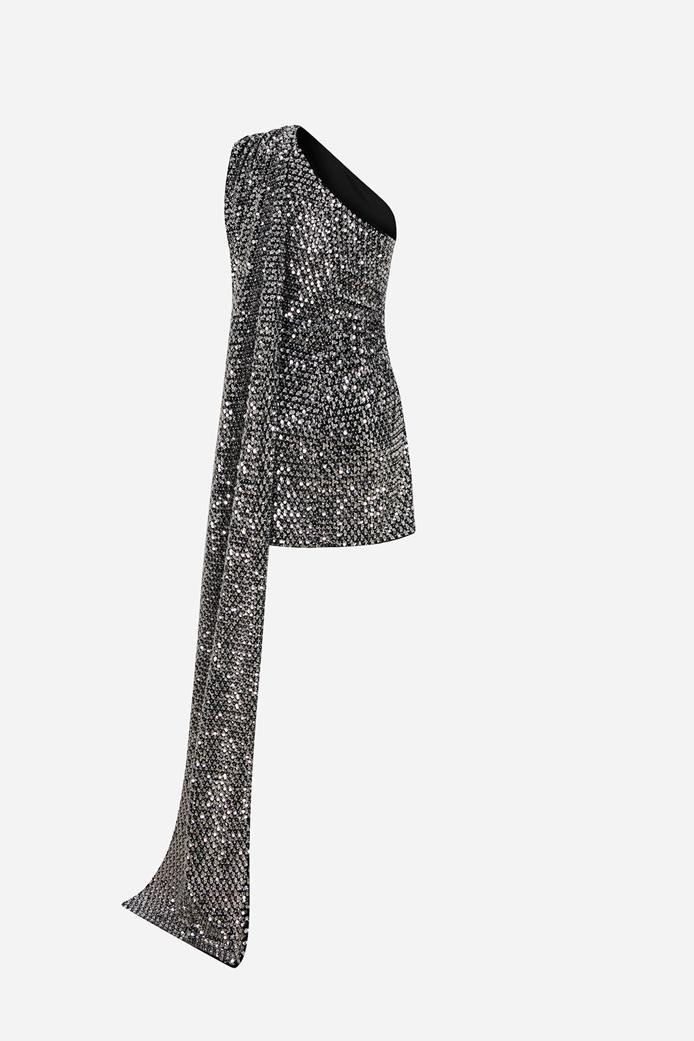Sophie - One Shoulder Sequin Dress with Shawl Detail