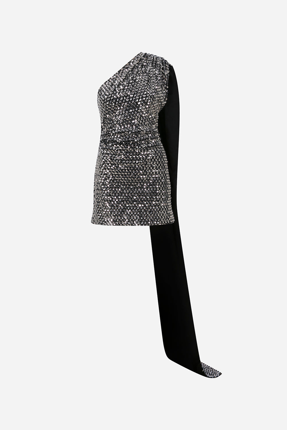 Sophie - One Shoulder Sequin Dress with Shawl Detail