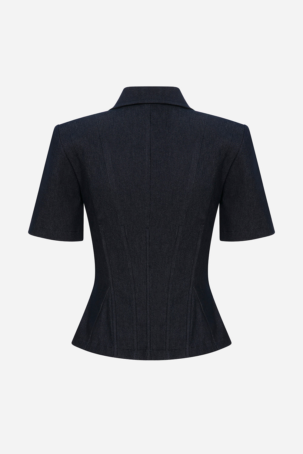 Kira - Polo Neck Corset Detailed Denim T-Shirt