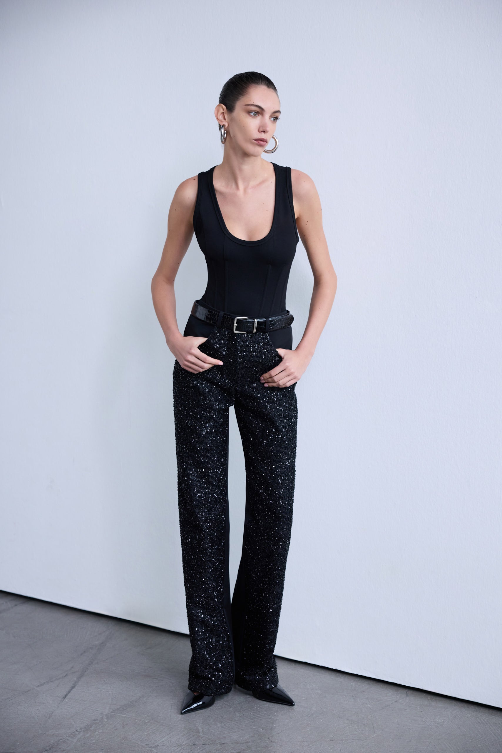 Lilou - U Neck Corset Detailed Tank Top