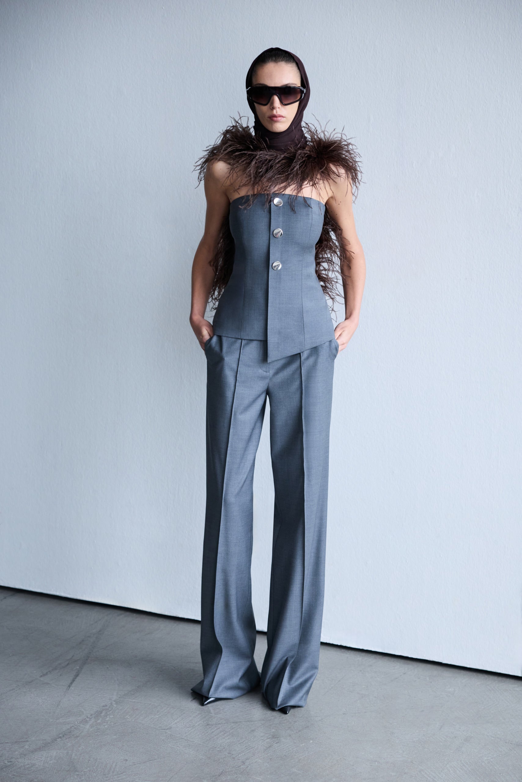 Eve - Strapless Wool Top With Button Detail