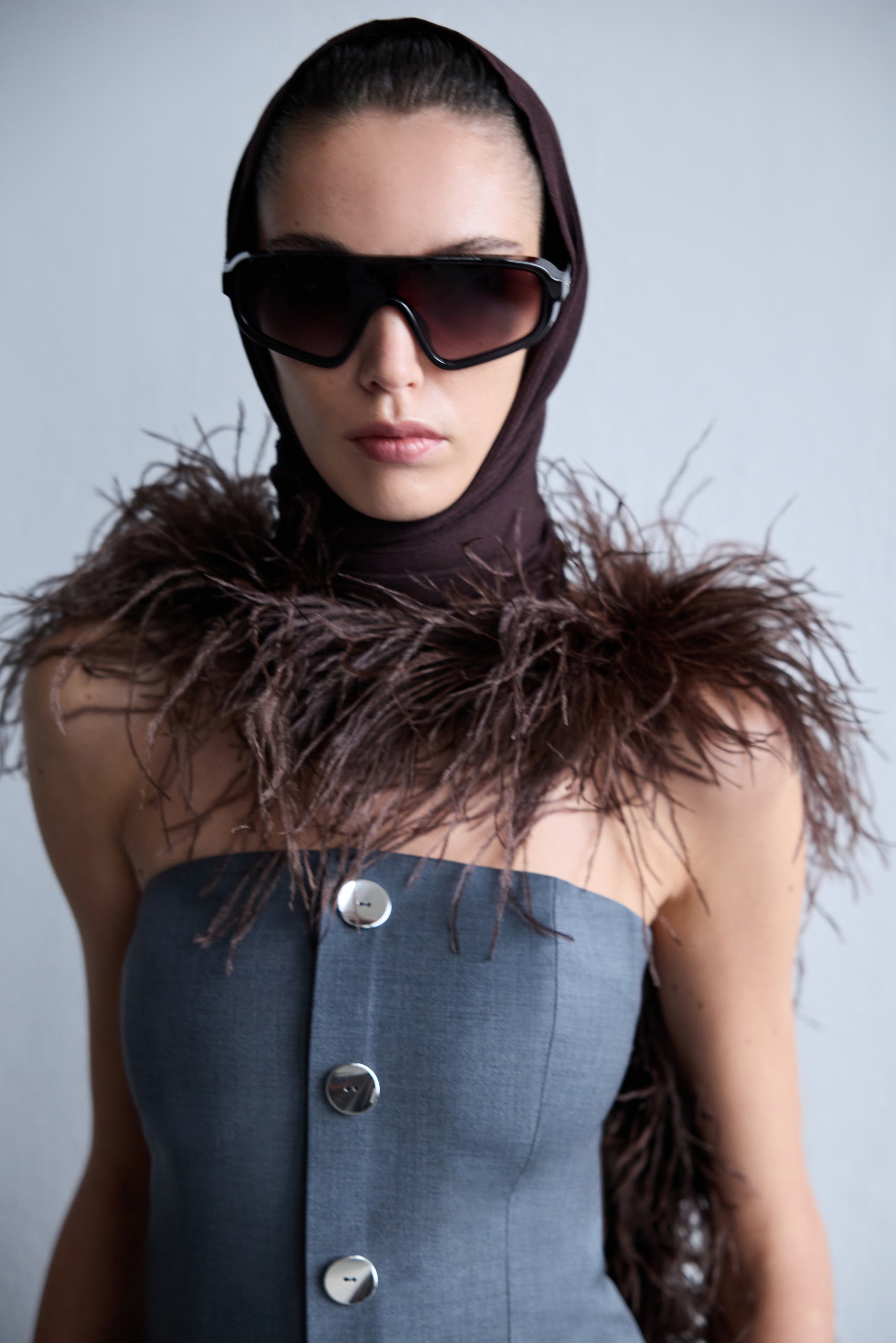 Eve - Strapless Wool Top With Button Detail