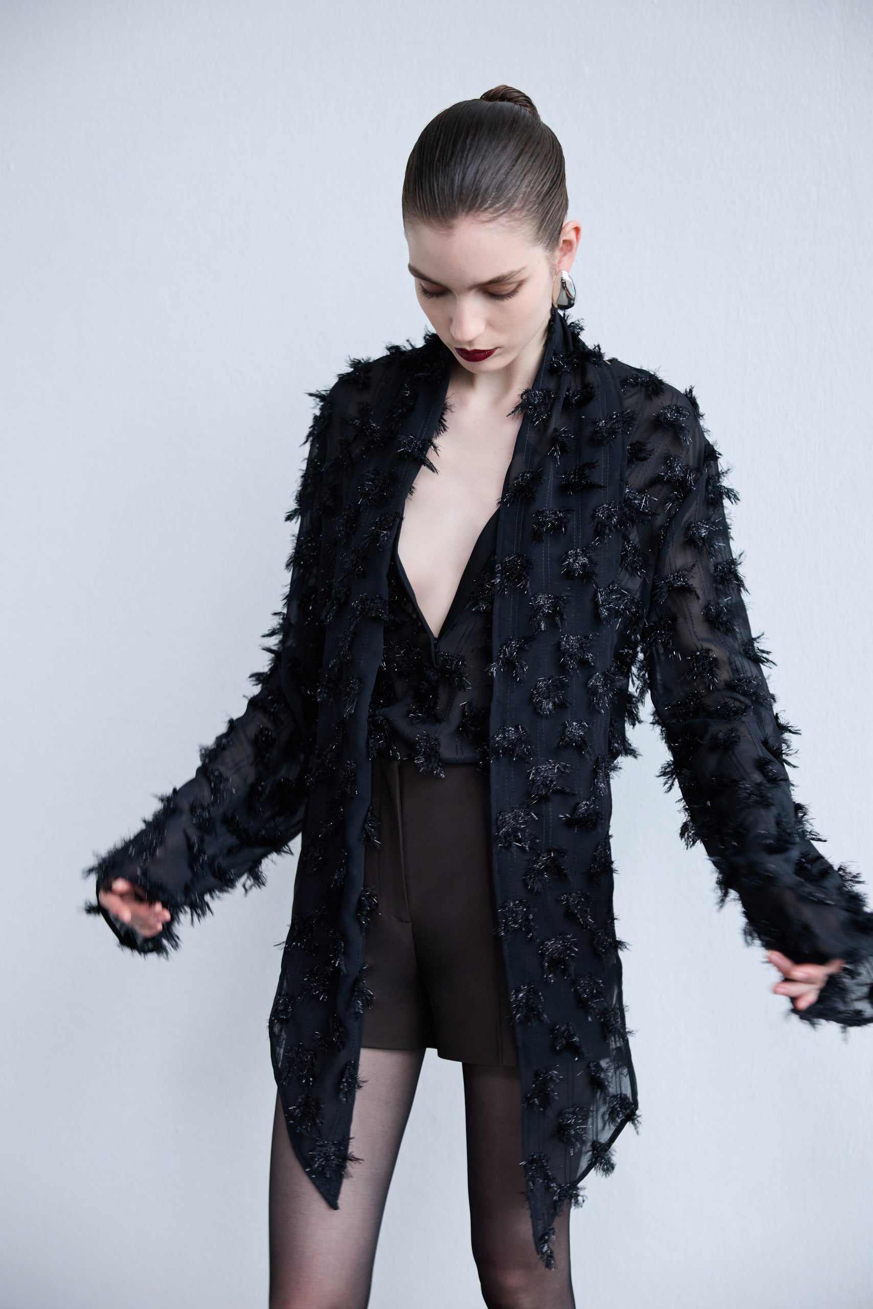 Romy - V Neck Blouse With Shawl Detail