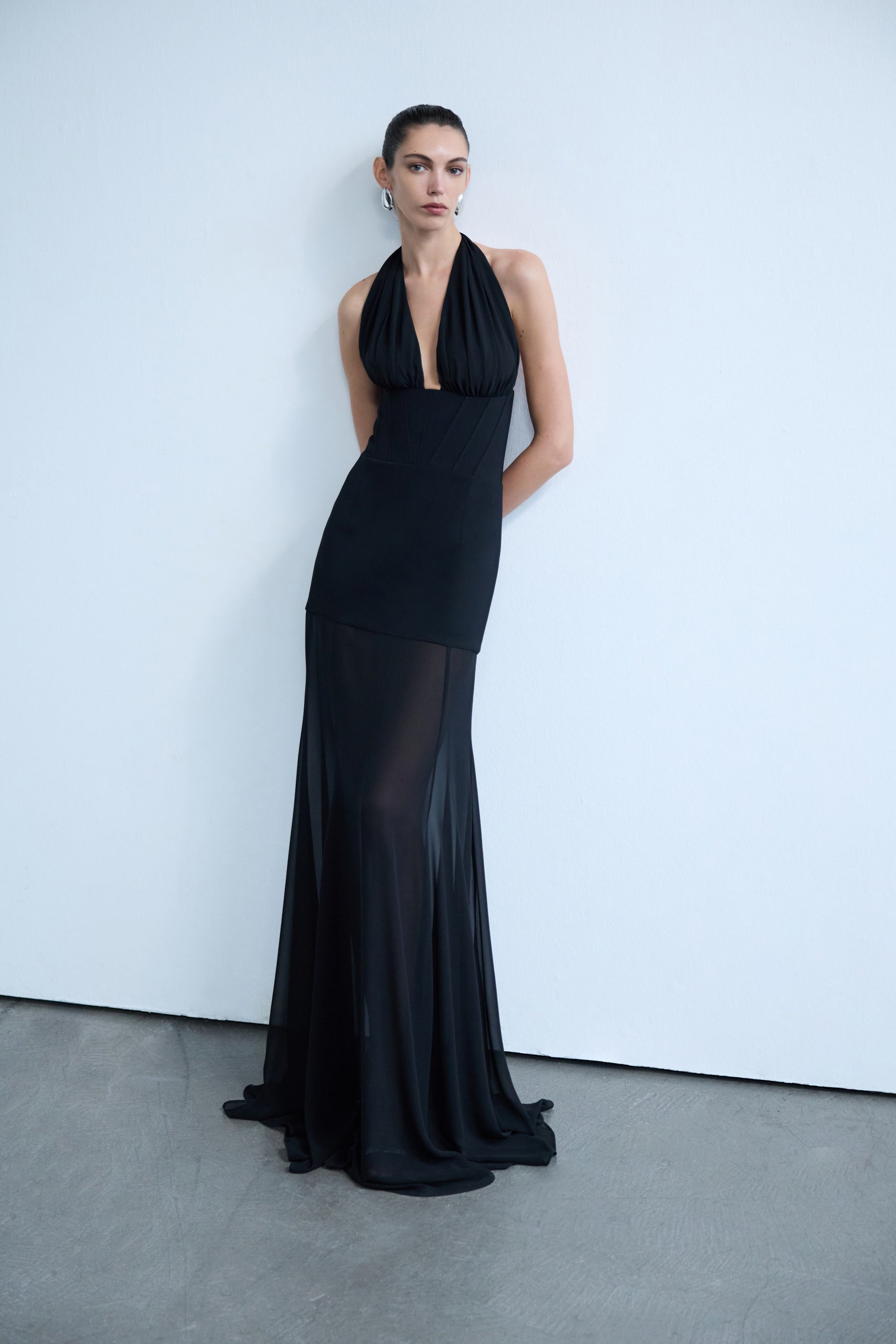 Mel - Corset Detailed Chiffon Dress