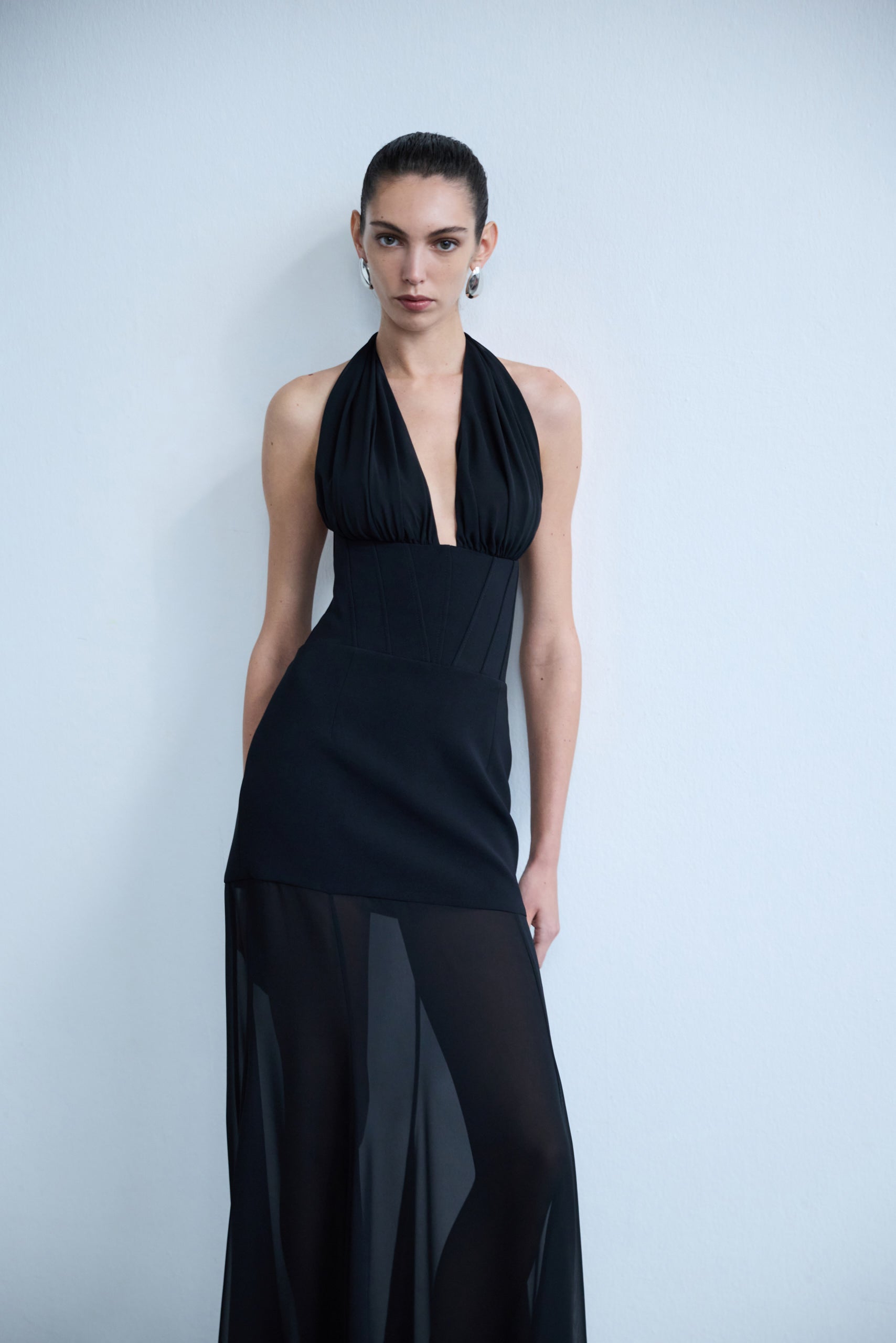 Mel - Corset Detailed Chiffon Dress
