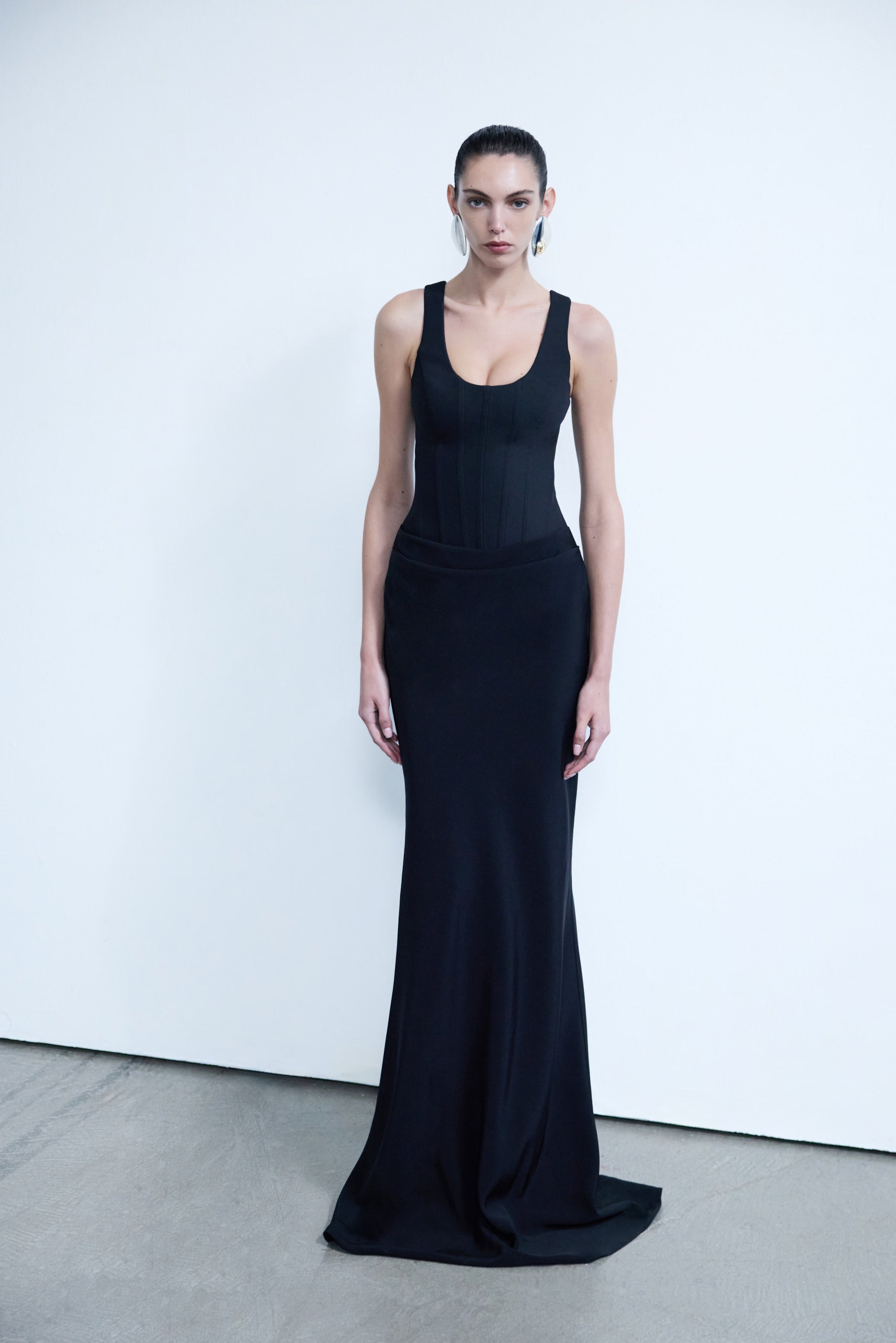 Gigi - U Neck Corset Detailed Maxi Dress