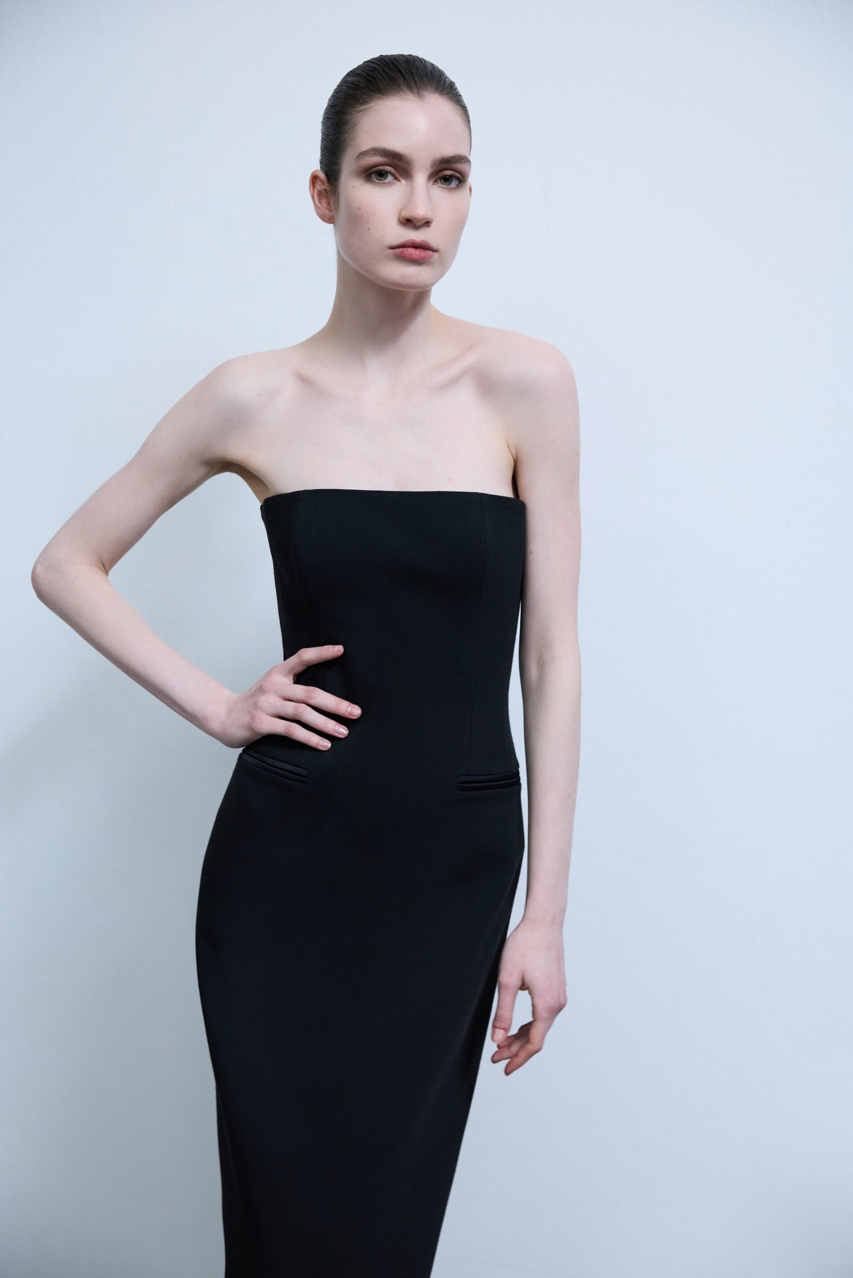 Camille - Strapless Tuxedo Maxi Dress