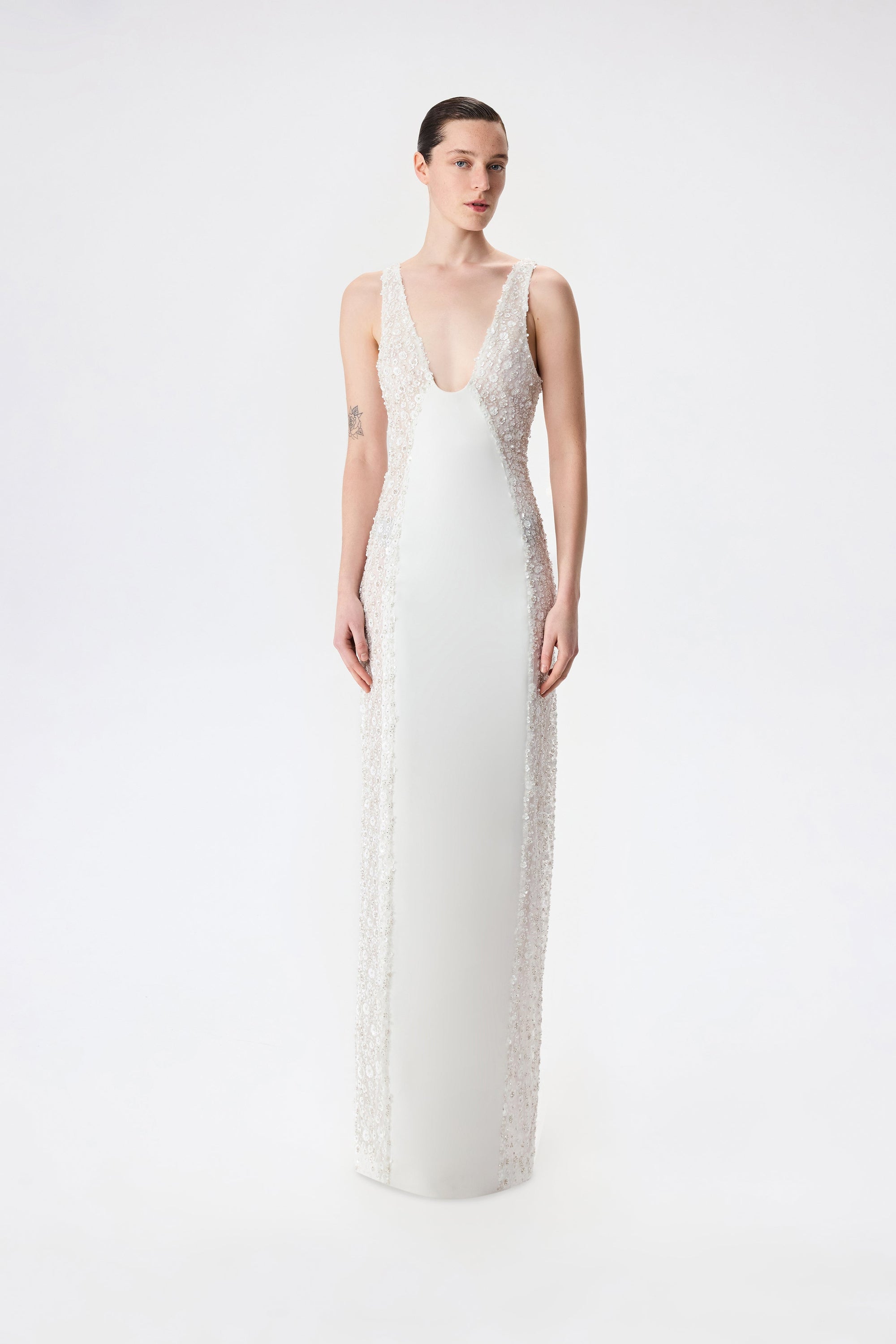 Claudia - V Neck Maxi Dress With Sequin Detailed On The Sides