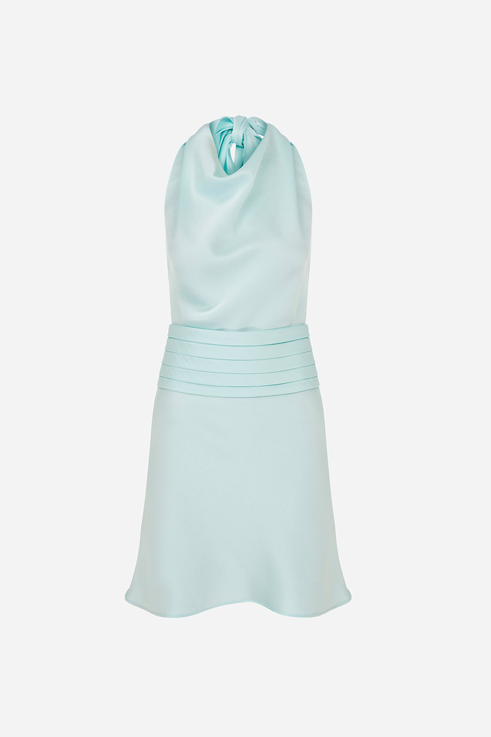 Monica - Crowl Neck Bias Cut Satin Mini Dress