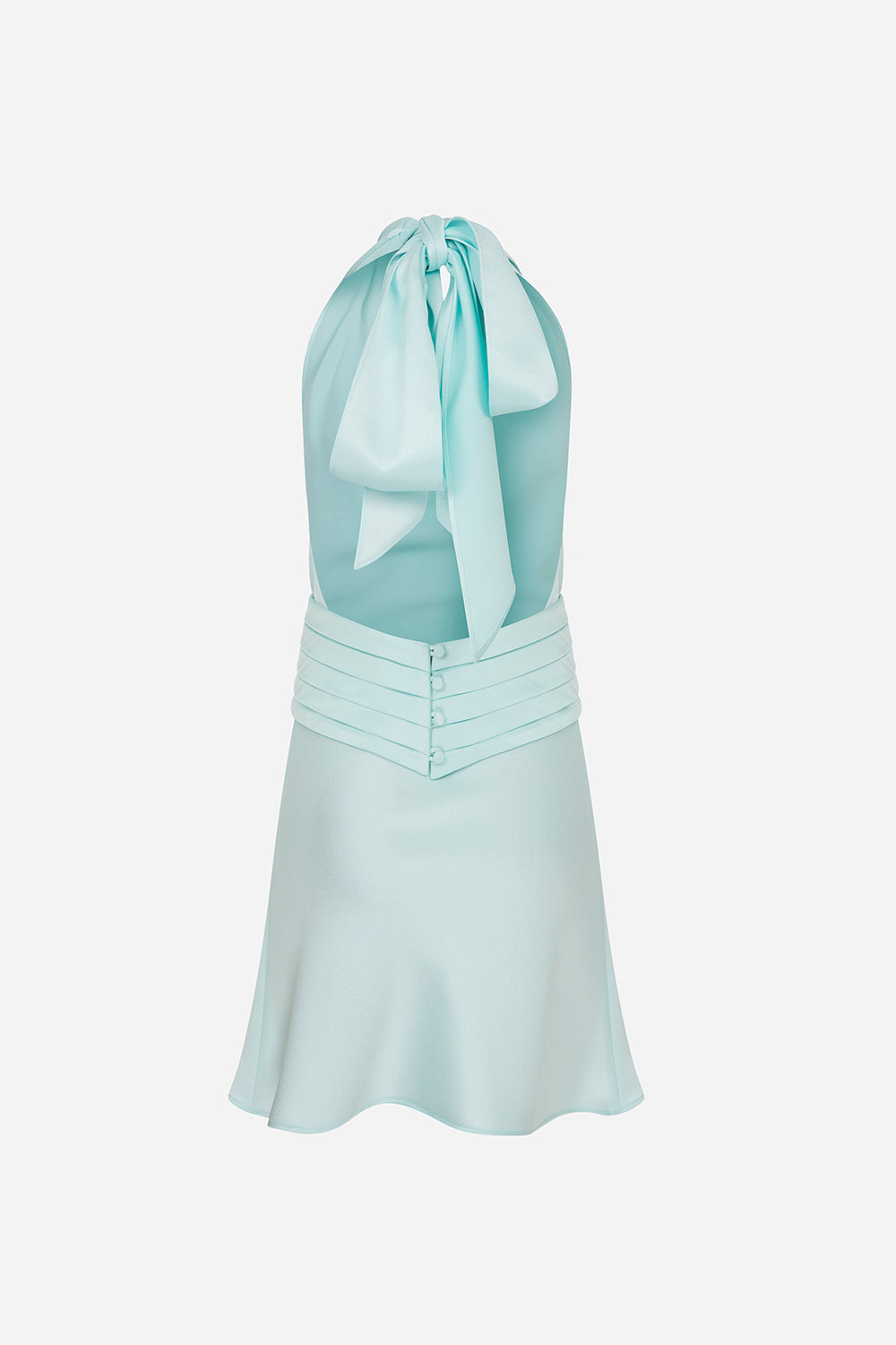 Monica - Crowl Neck Bias Cut Satin Mini Dress