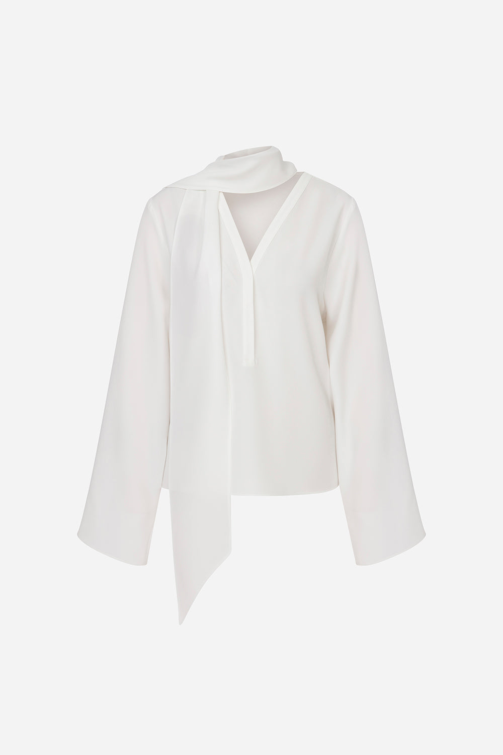 Normy - V Neck Blouse With Shawl Detail