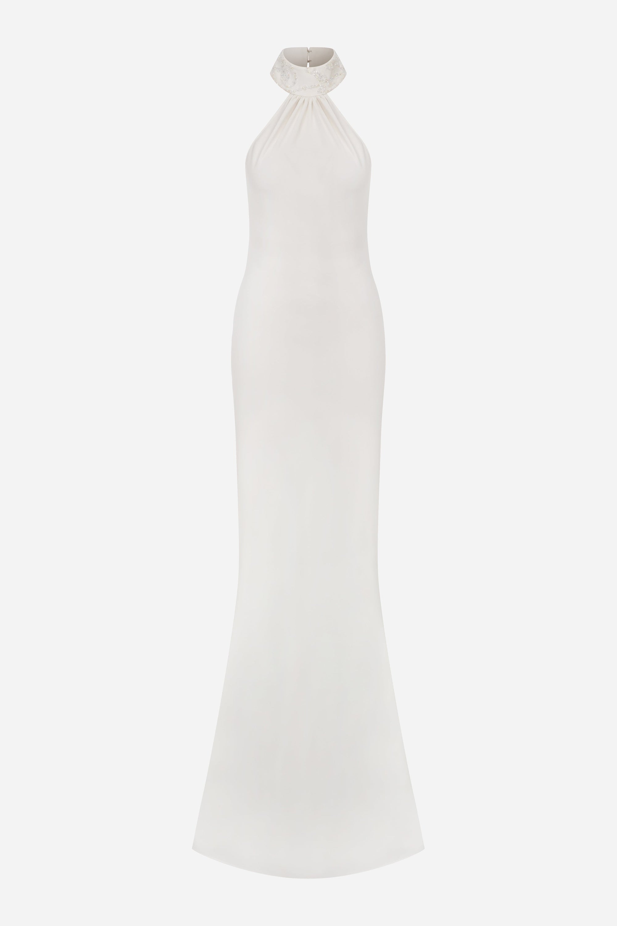 Venus - Choker Detailed Backless Satin Maxi Dress
