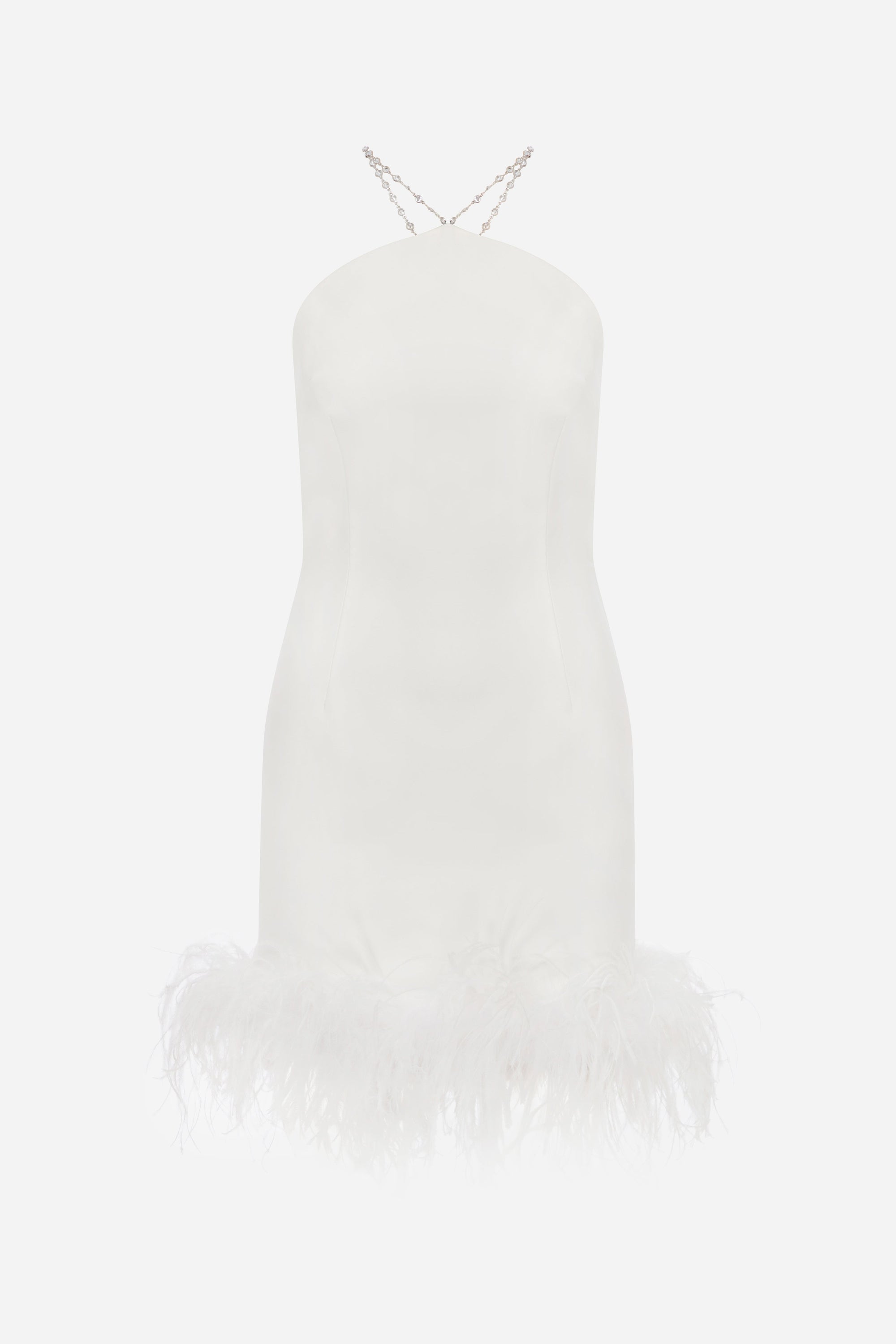 Katy - Backless Ostrich Feather Trimmed Mini Dress