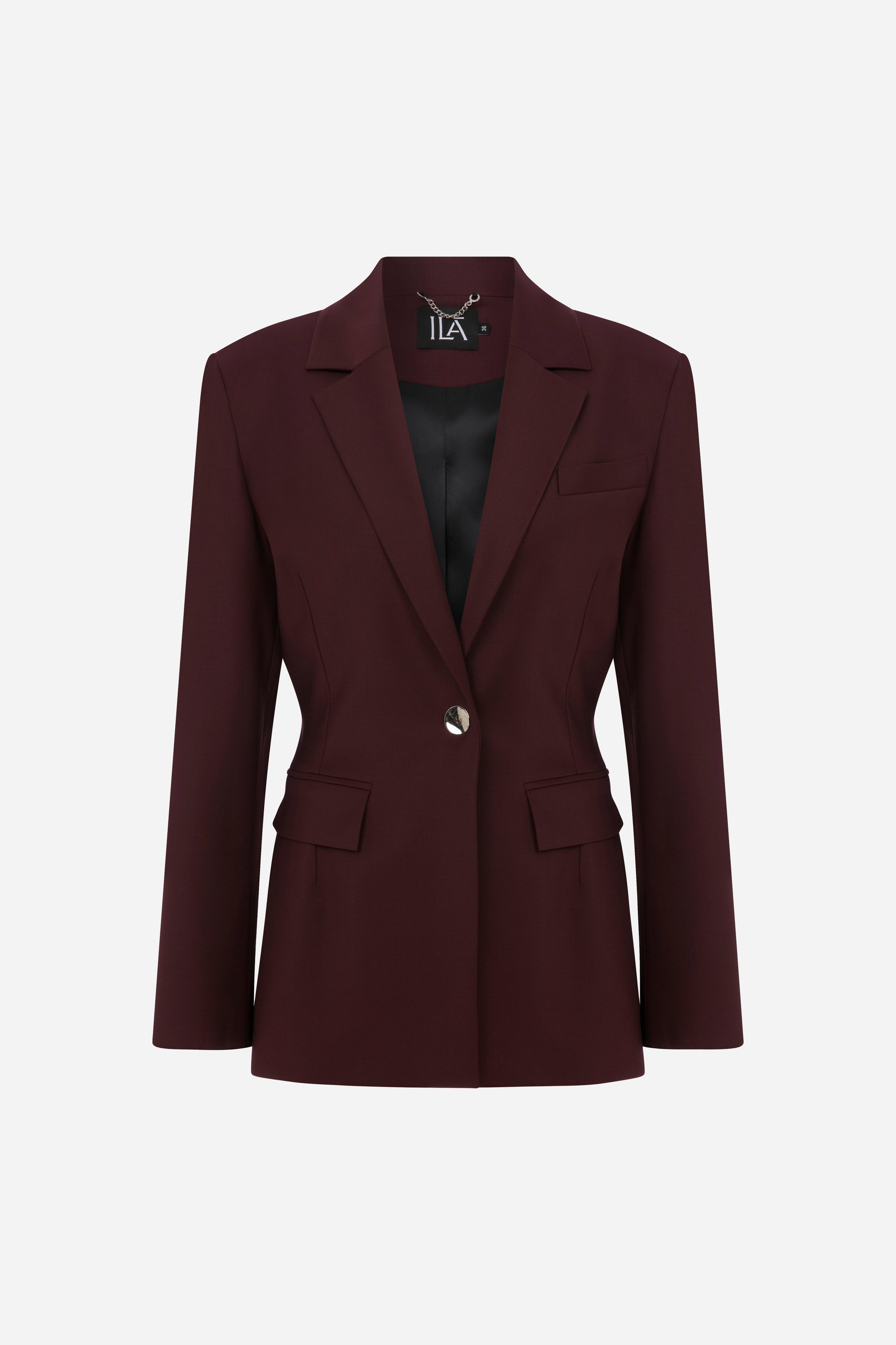 Mono - Constructed Wool Blazer in Burgundy