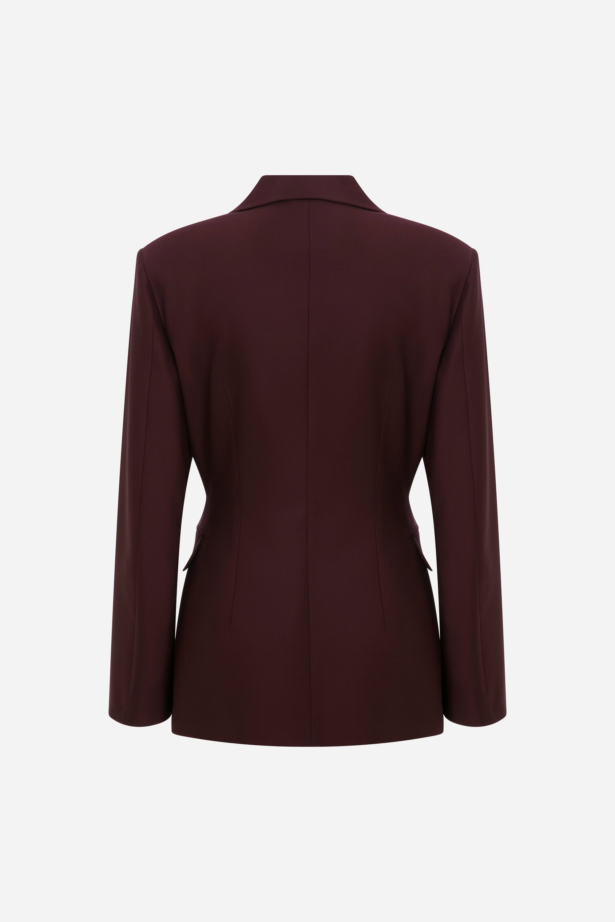 Mono - Constructed Wool Blazer in Burgundy