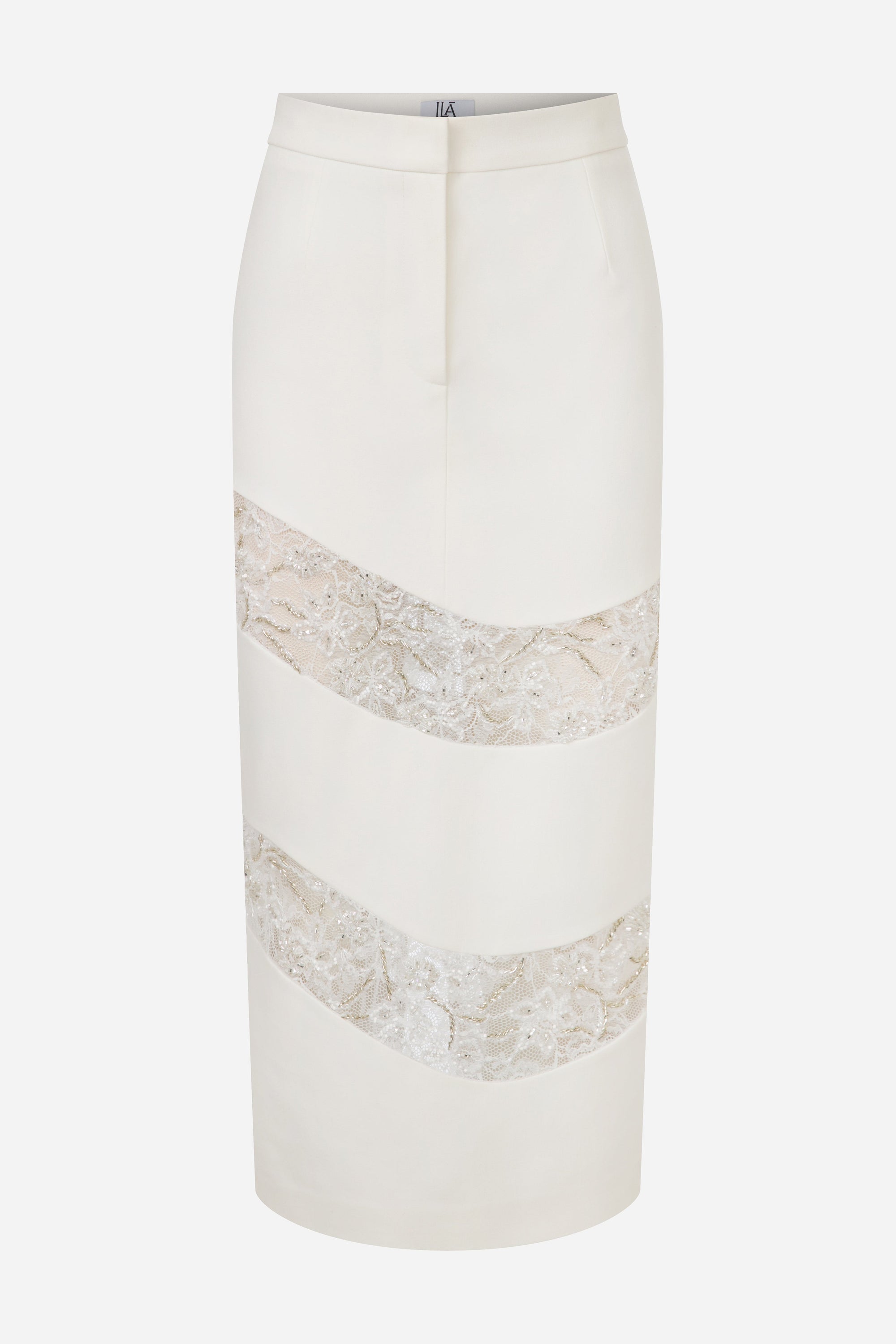 Anisa - Midi Skirt with Hand-Embroidered Lace Details