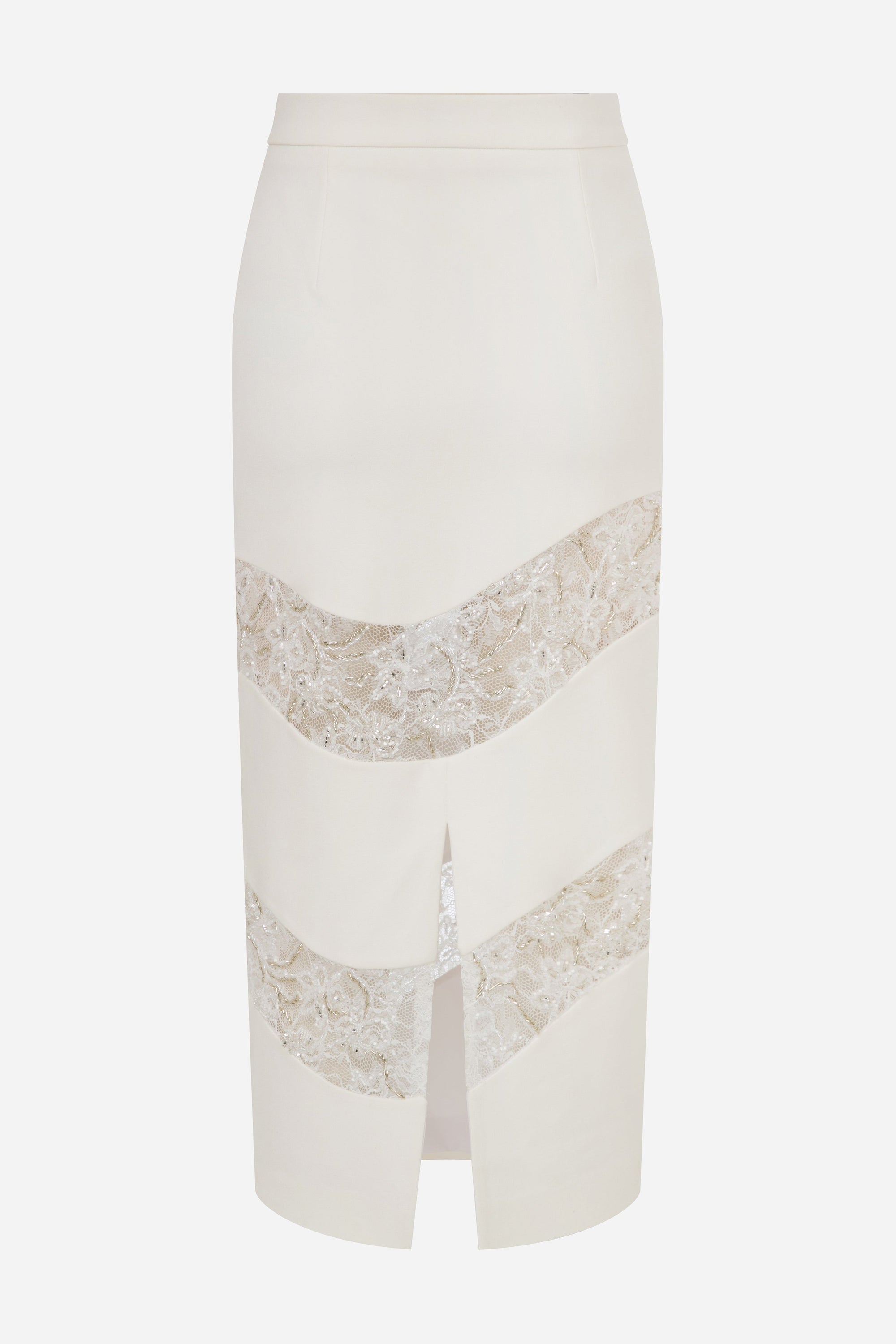 Anisa - Midi Skirt with Hand-Embroidered Lace Details