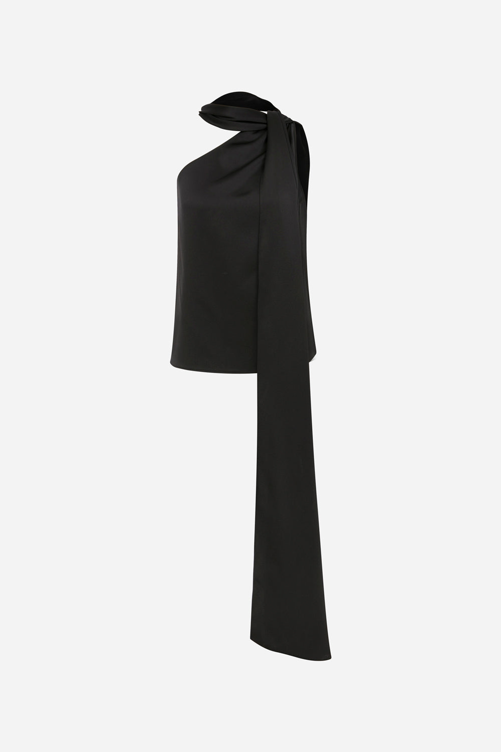 Lily - One Shoulder Satin Top With Scarf