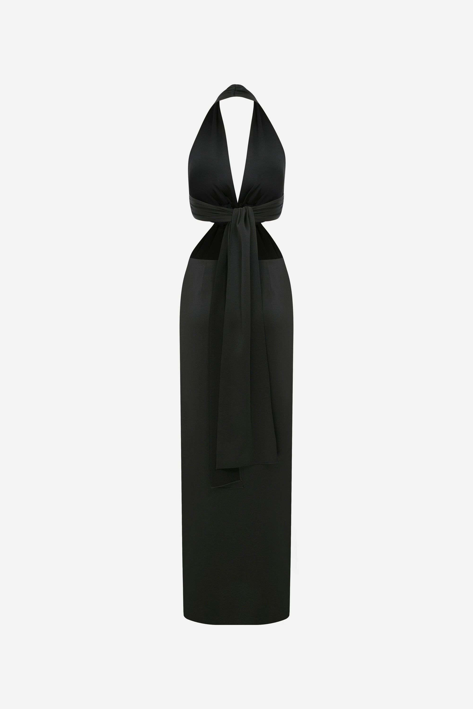 Dory - V Neck Satin Dress With Handmade Accessories