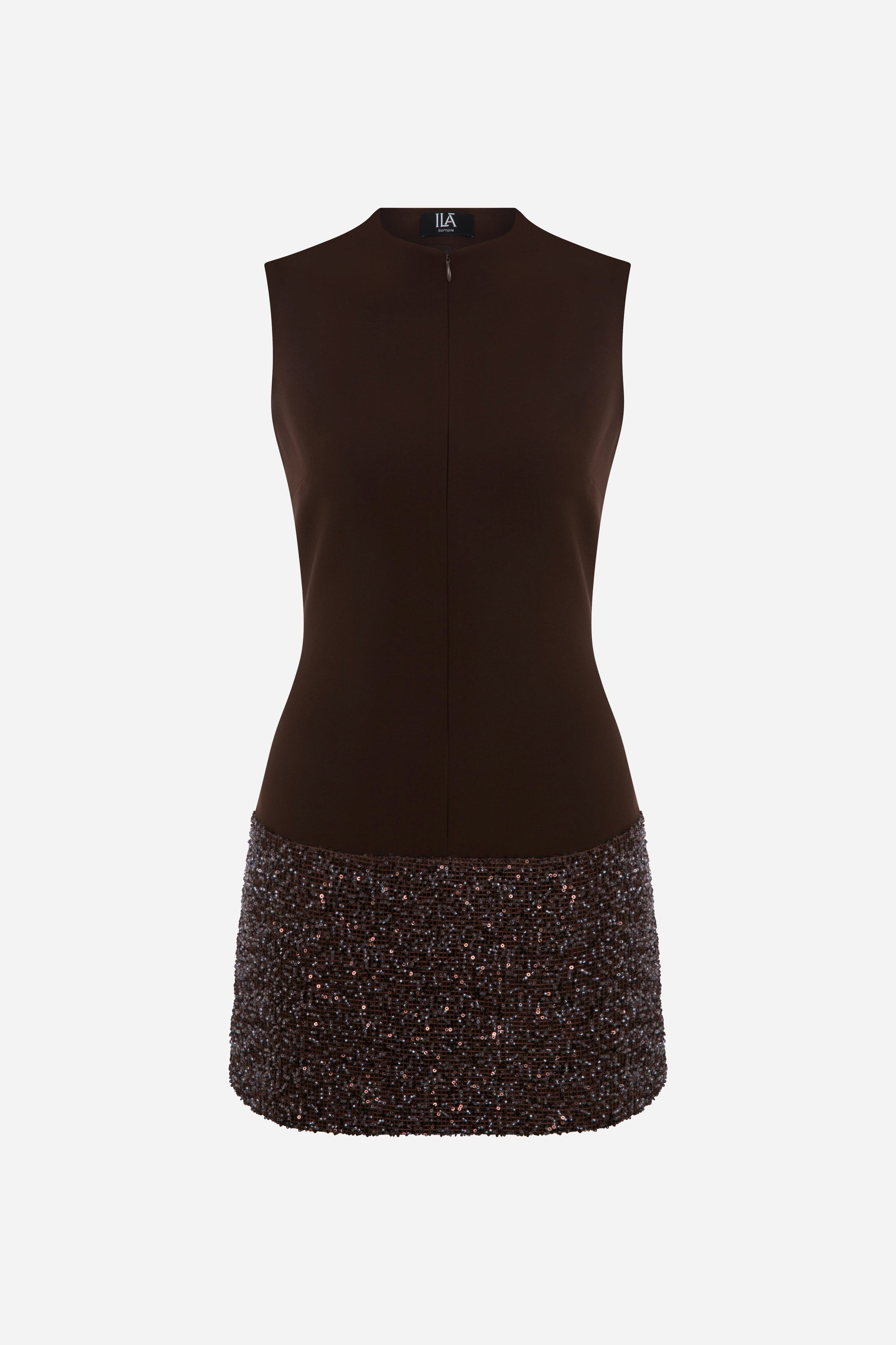 Nadia - Mini Dress with Sequin Detail in Brown