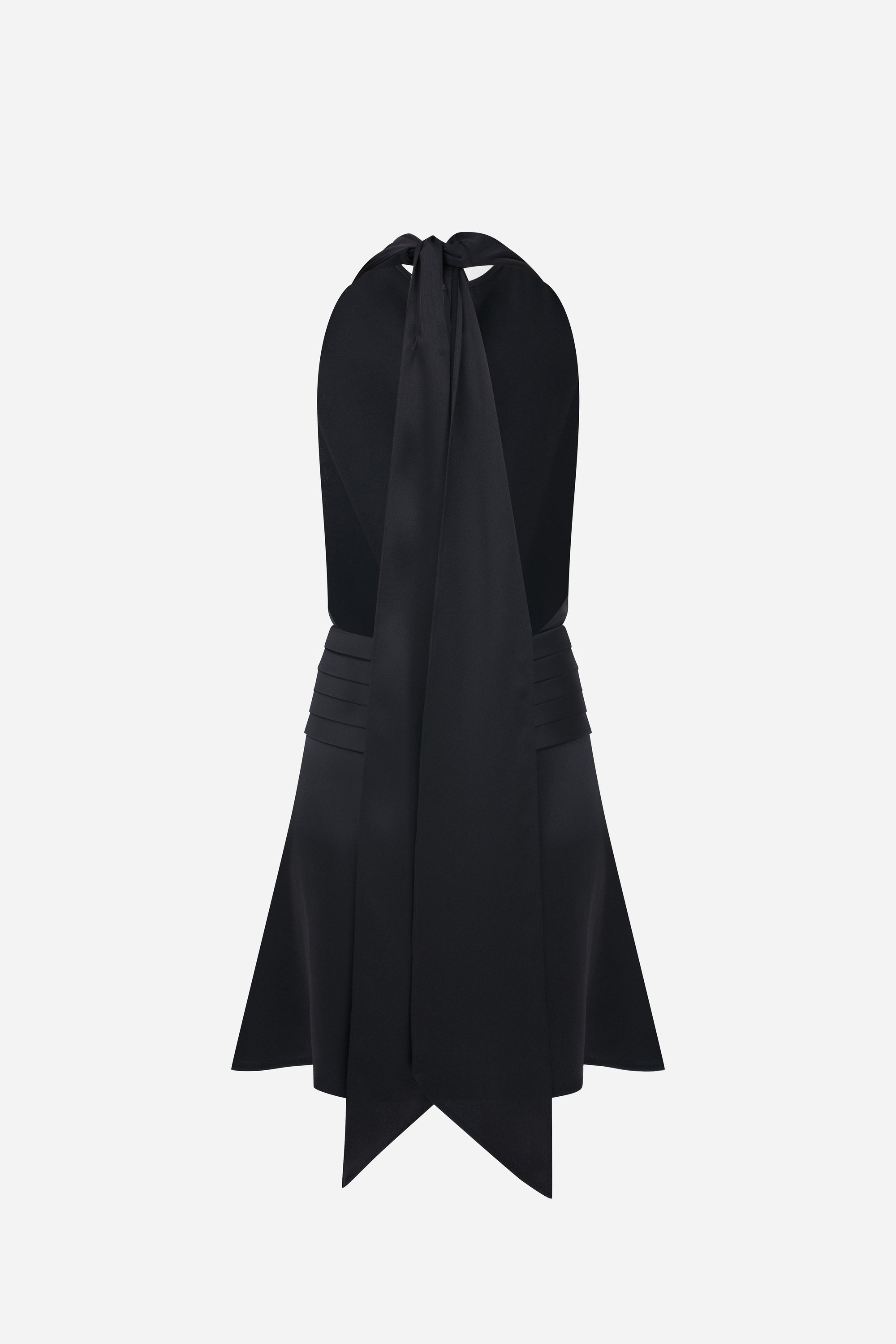 Monica - Draped High Neck Bias Cut Satin Mini Dress