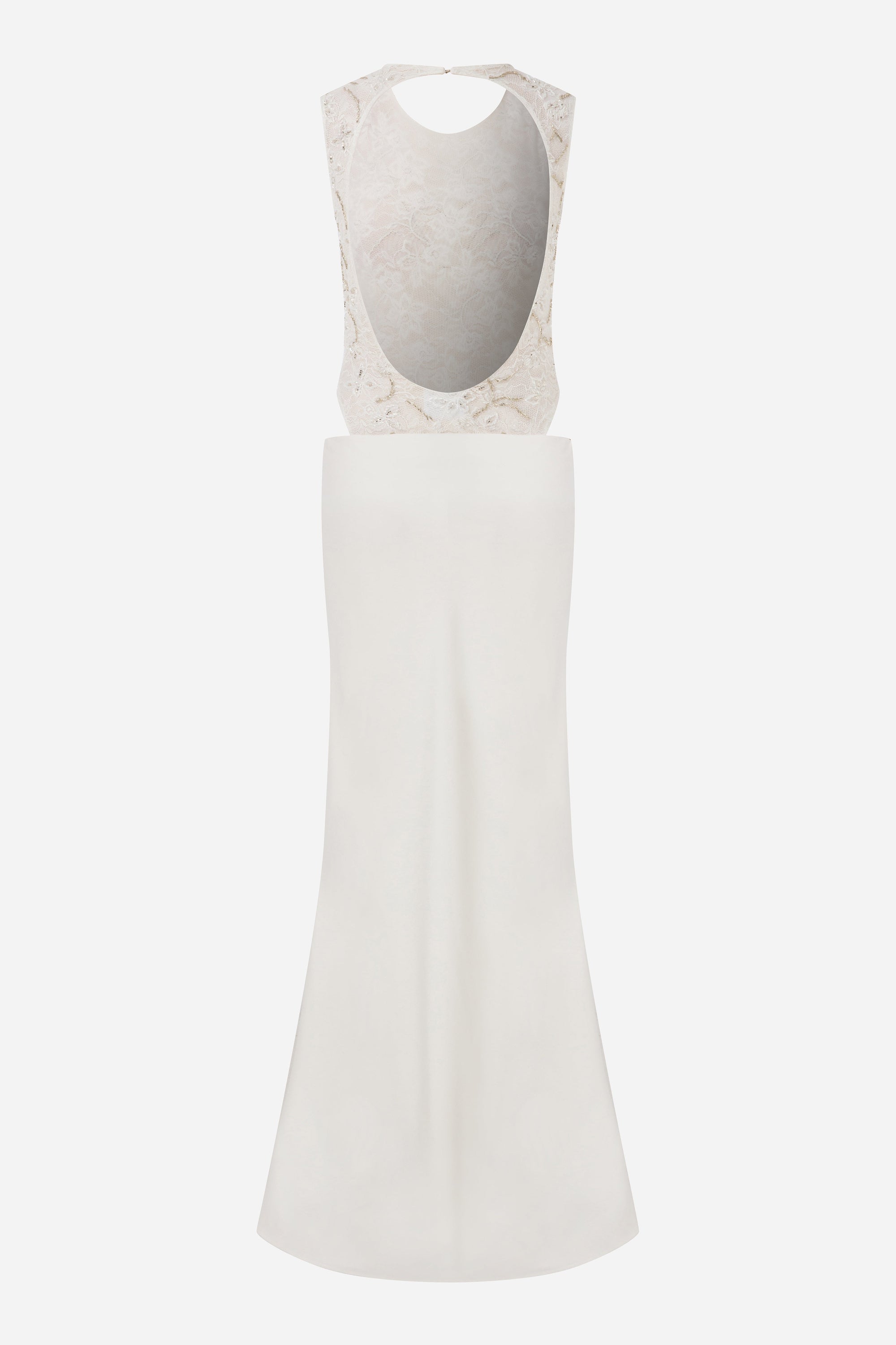 Nia - Backless Maxi Dress with Hand-Embroidered Lace Bodice