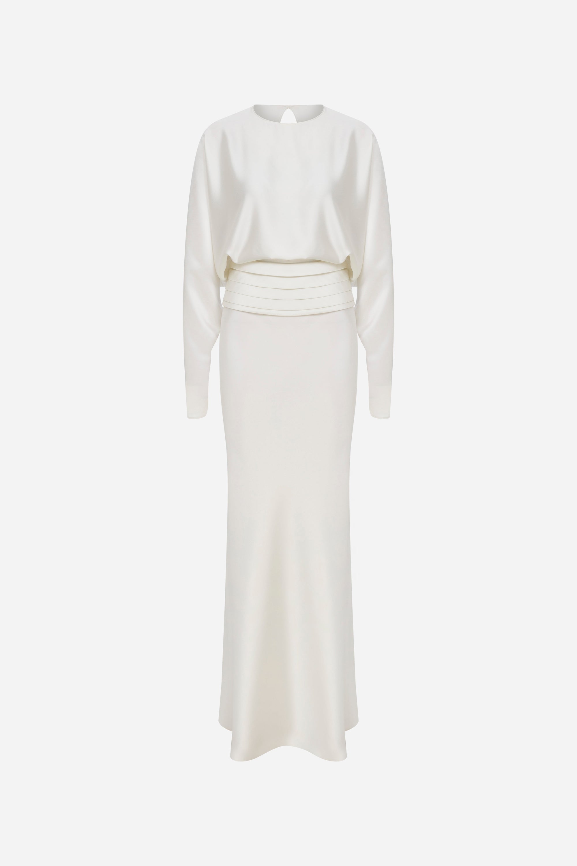 Brooklyn - Satin Maxi Dress With Open Back With Tuxedo Belt