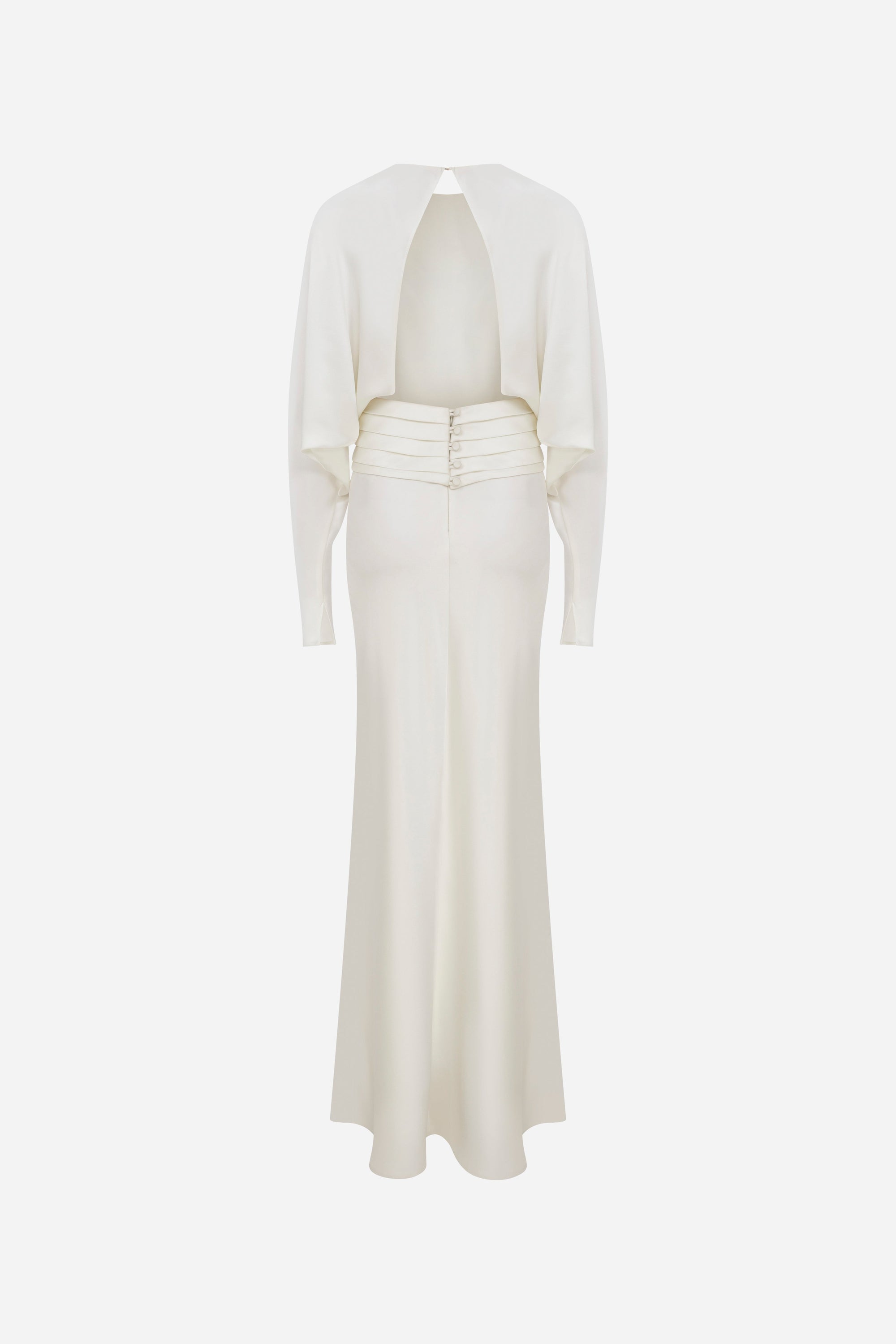 Brooklyn - Satin Maxi Dress With Open Back With Tuxedo Belt
