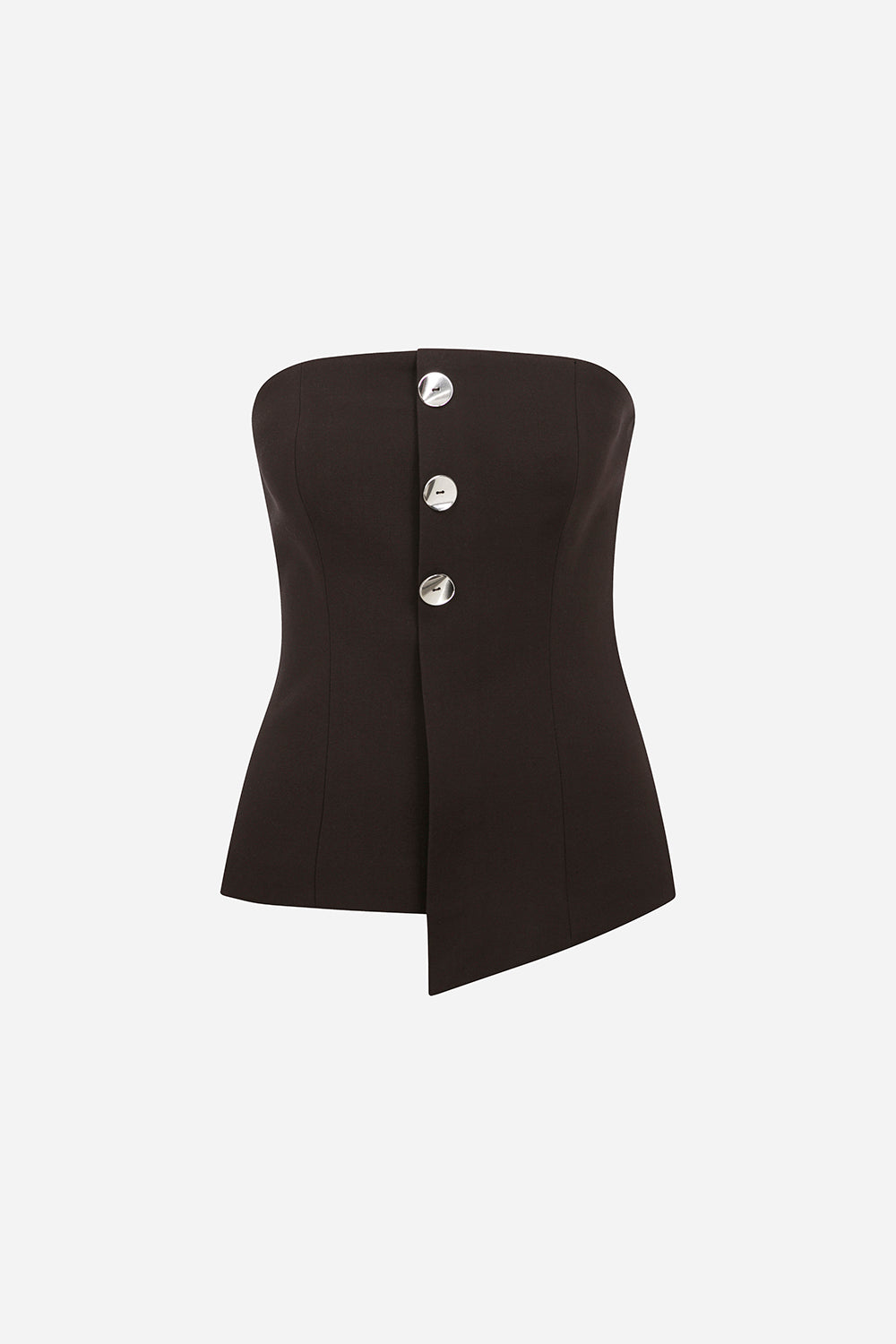 Sue - Strapless Top With Button Detail