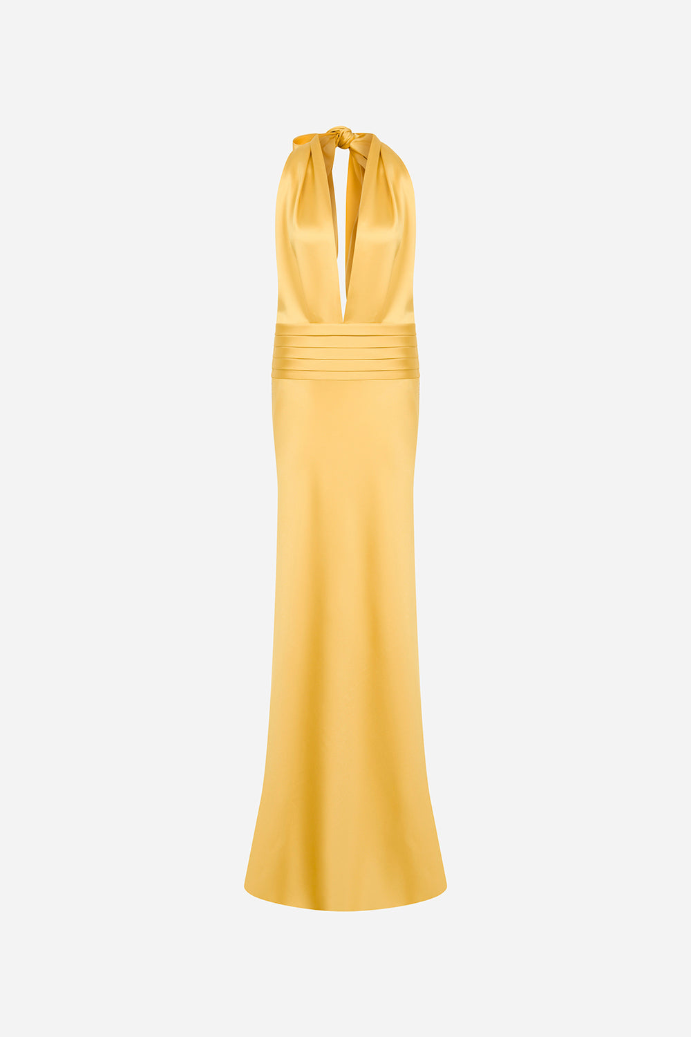 Trisha- V Neck Satin Dress With Tuxedo Belt Detail