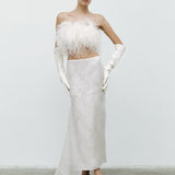 Moisa-Silk Organza Midi Skirt With Inner Lace Detail