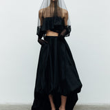 Audra - Silk Taffeta Puff Skirt in Black