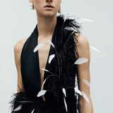 Carey - V-Neck Feathered Maxi Dress