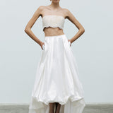 Audra - Silk Taffeta Puff Skirt in Off-White