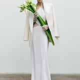 Zoya - Triangle Neck Satin Maxi Dress With Sequin Trim