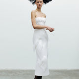 Reese - Strapless Midi Dress With Hand-Crafted Leaf Feather Detail