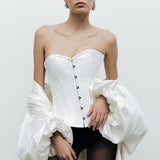 Olin - Hook-And-Eye Corset With Lace-Up Back
