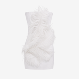 BLAISE-STRAPLESS FEATHERED MINI DRESS
