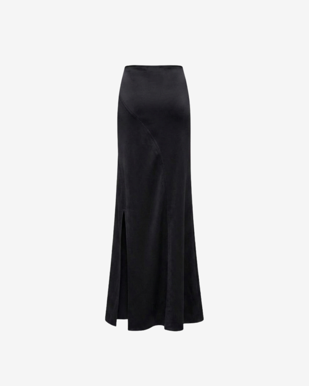 Jaime-Maxi Skirt With Double Front Slit Detail in Black