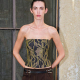 Maria-Lace-Overlay Denim Corset