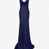 Solace Cowl-Neck Chiffon Maxi Dress in Royal Blue