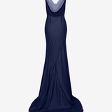 Solace Cowl-Neck Chiffon Maxi Dress in Royal Blue
